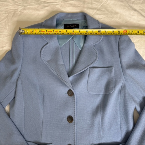 ESCADA Cashmere Blend Blazer 42 Skylight Blue Wool Tailored Jacket EU 42 US 12 - Picture 9 of 15